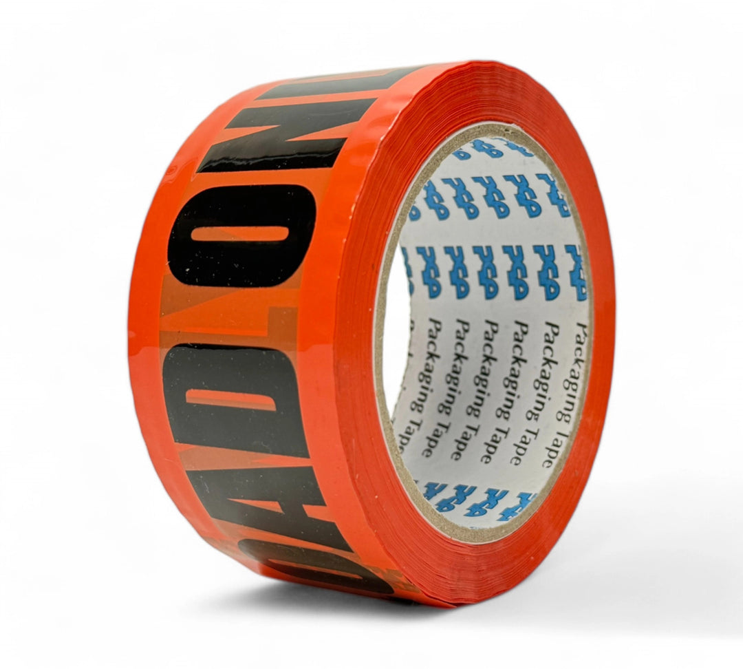 TOP LOAD ONLY low noise packing tape | black print on fluoro orange, 48mm x 66m roll