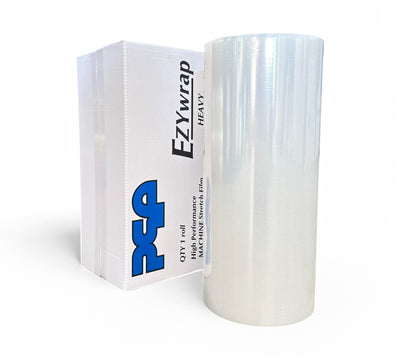 Heavy-duty 500mm x 2000m machine stretch film roll positioned upright, showcasing premium performance and reliable stretch capacity  
