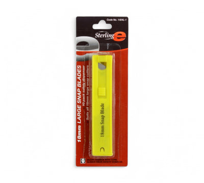 1404L large snap off blade 18mm tube of 10 shown in clear case for precision cutting with breakable segments