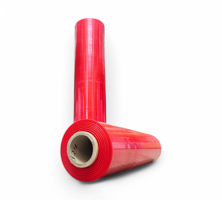 500mm x 23um x 300m H25 red premium hand stretch film for identification and wrapping tasks, 4 per carton