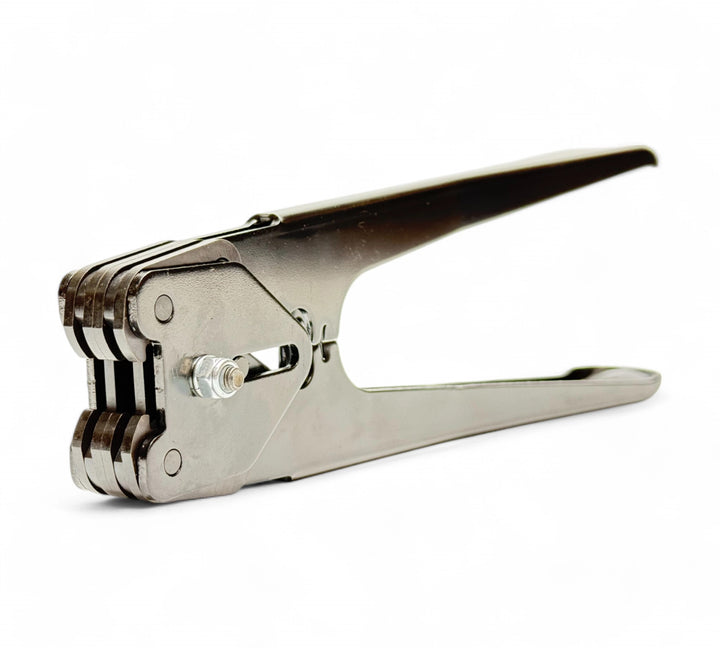 TS12 steel strap sealer 16mm shown for industrial use in tensioned steel strapping applications